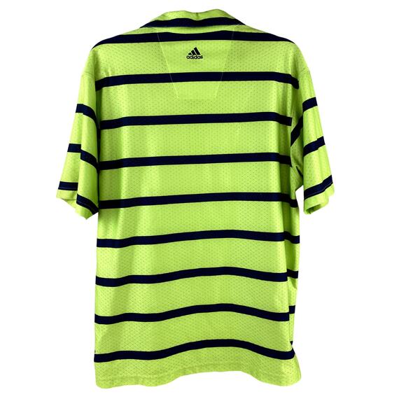 Adidas ClimaCool Lime Green Striped Mesh Short Sleeve Polo Golf Shirt Medium - Picture 5 of 8